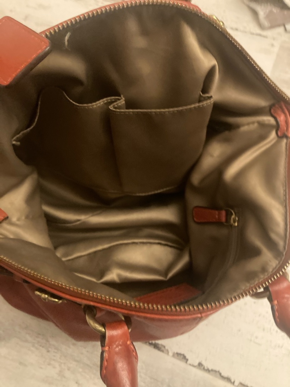 Genuine Coach Madison Lyndsey Vintage Leather 2 WaySatchel Dark Pumpkin Orange - Picture 13 of 15